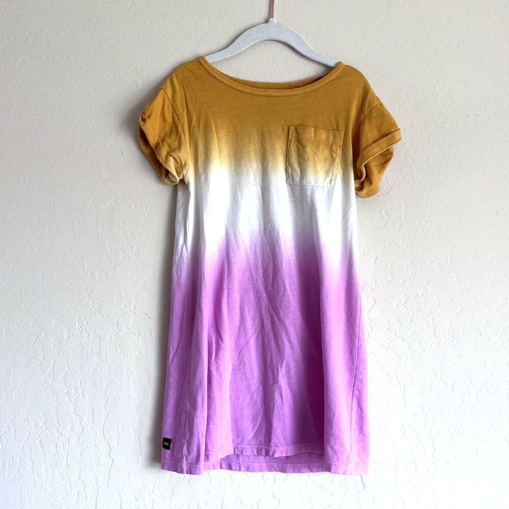 Tea Collection Girls Size 5 Ombré Dip Dye T-Shirt Dress Mustard Pink